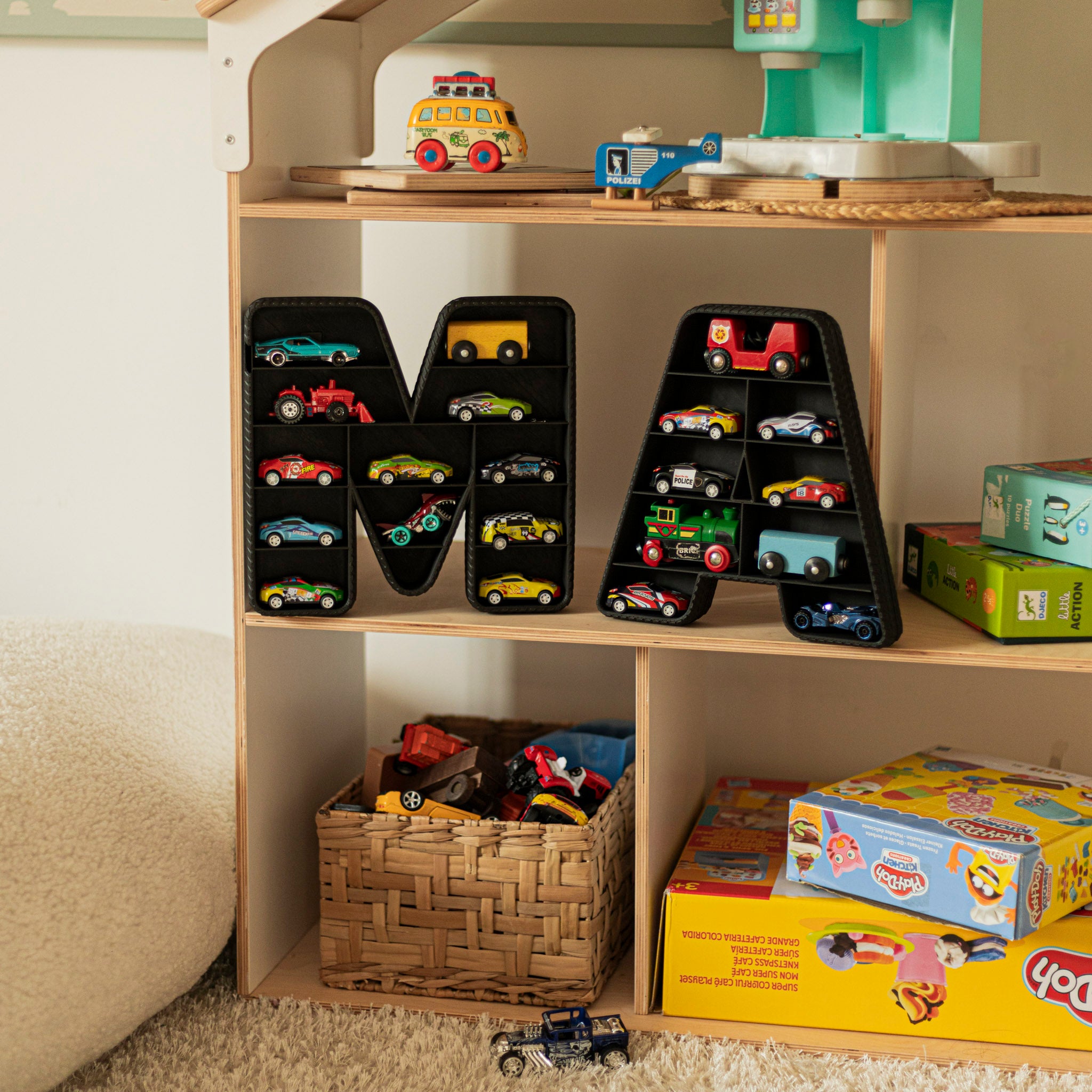 Personalized Toy Car Display Shelf – Custom Name Wall Letters
