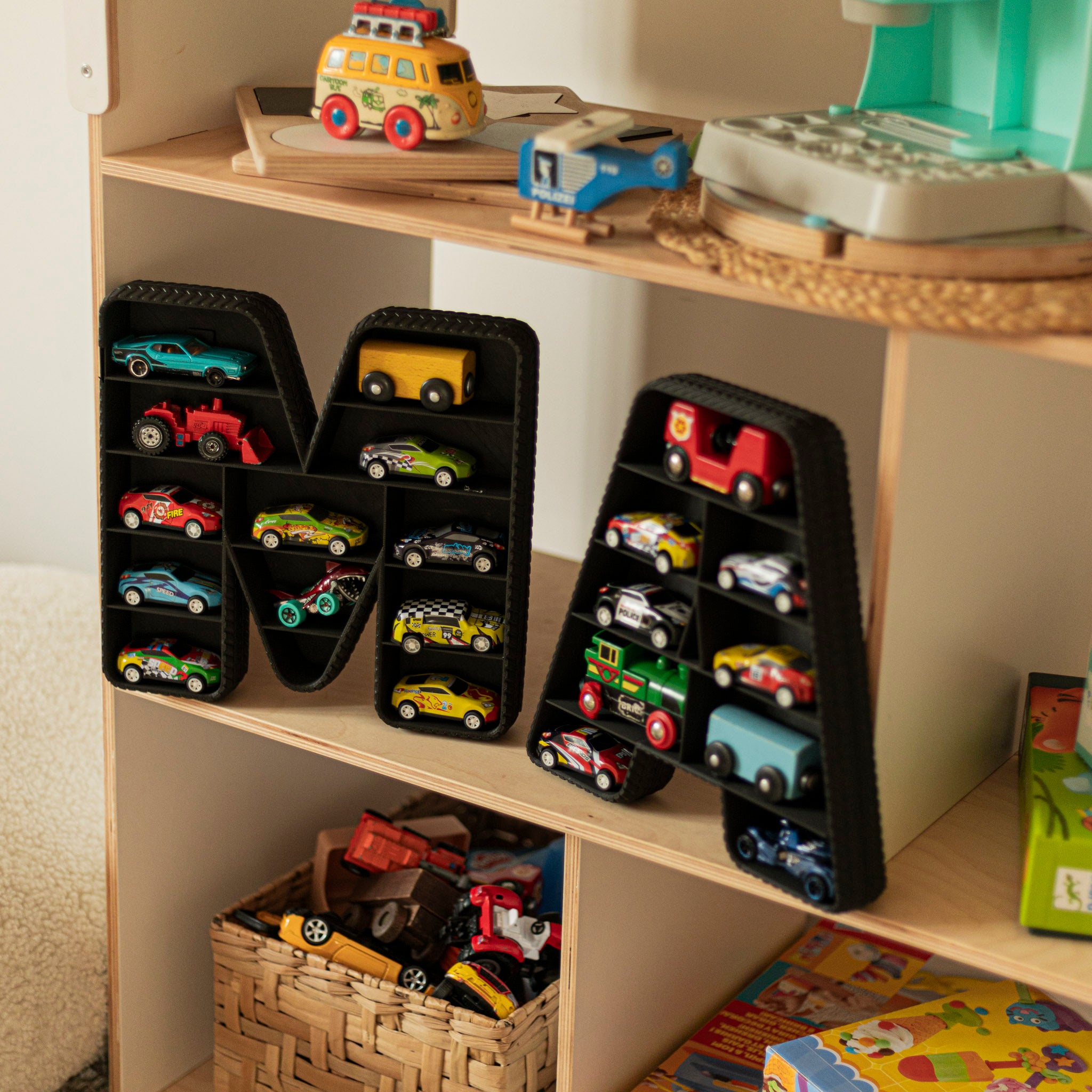 Hot Wheels car storage letters - Personalized children's parking - Custom baby boy gift