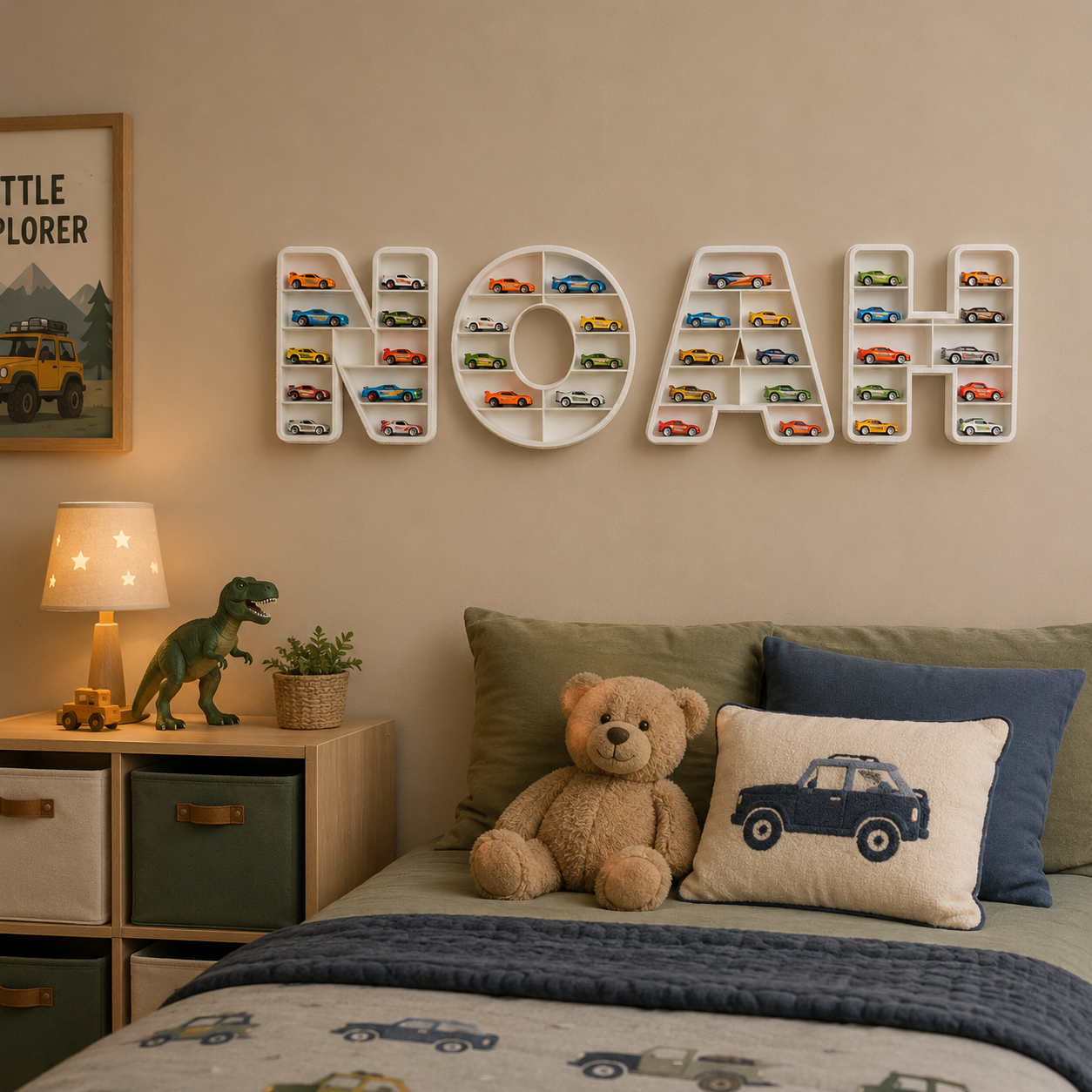 Hot Wheels car storage letters - Personalized children's parking - Custom baby boy gift