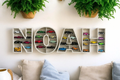 Personalized toy car display shelf with the name Noah for Hot Wheels and diecast cars
