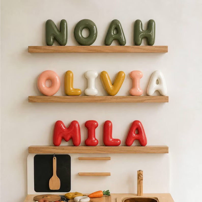 Glossy 3D Wall Letters – Personalized Kids Room Decor & Custom Bubble Name Sign