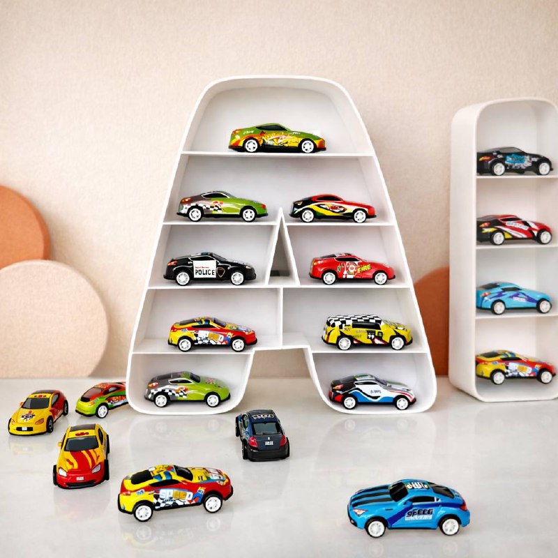Personalized Toy Car Display Shelf – Custom Name Wall Letters